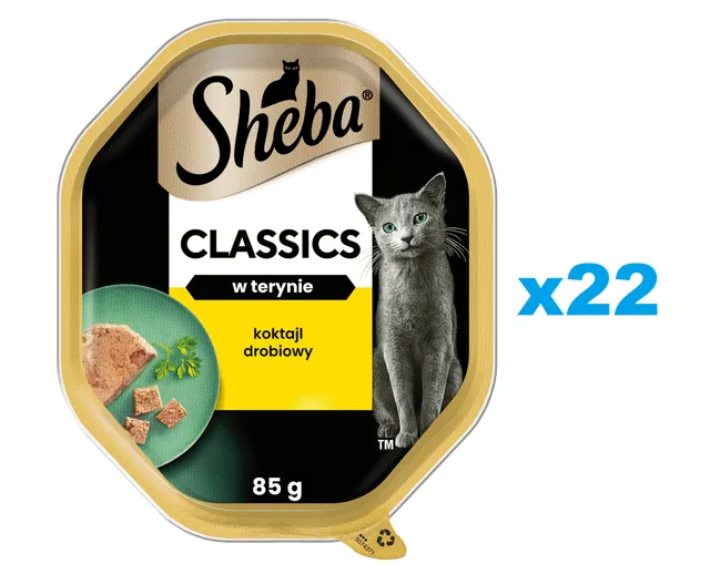 SHEBA tacka Classics Drůbeží koktejl 22x85g - kompletní krmivo pro dospělé kočky v paštice