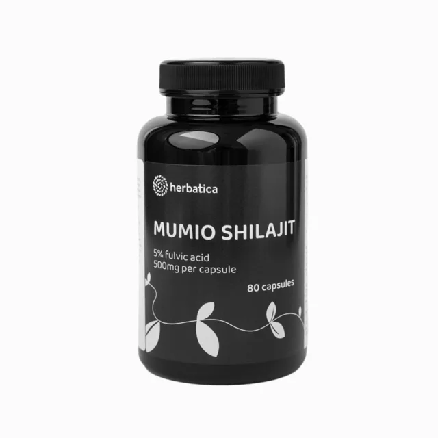 Shilajit – čištěné prémiové mumio (500 mg) – doplněk stravy – 80 kapslí – Herbatica