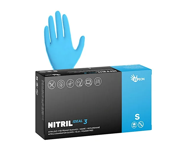 Silnější nitrilové rukavice Espeon Nitril Ideal 3 - 100 ks, modré, velikost S (100179) + dárek zdarma