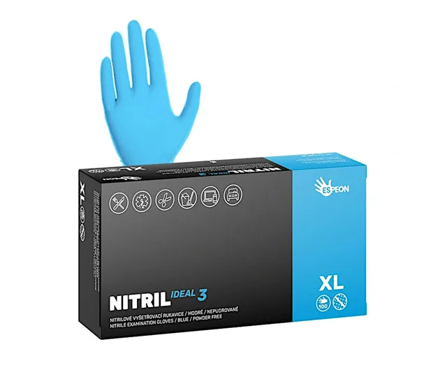 Silnější nitrilové rukavice Espeon Nitril Ideal 3 - 100 ks, modré, velikost XL (100182) + dárek zdarma