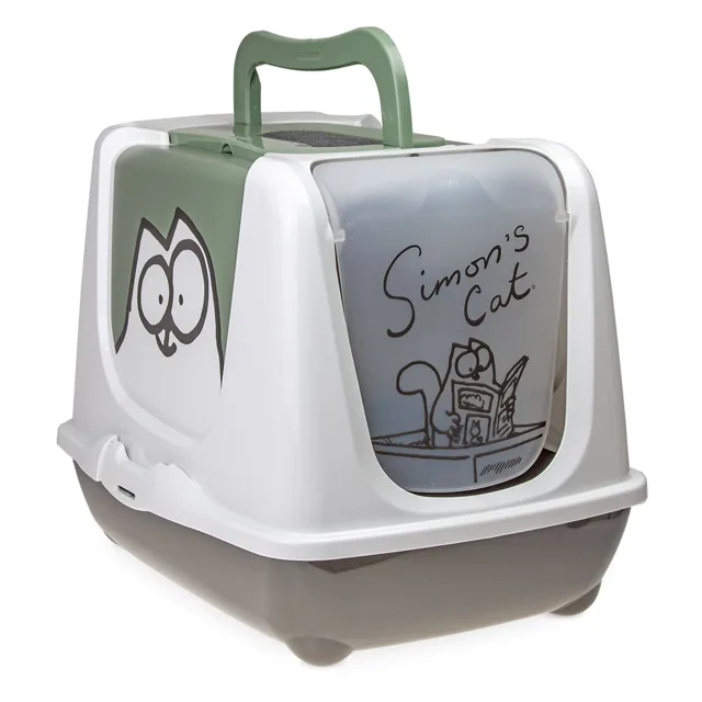 Simon's Cat toaleta pro kočky - šedá / zelená / bílá