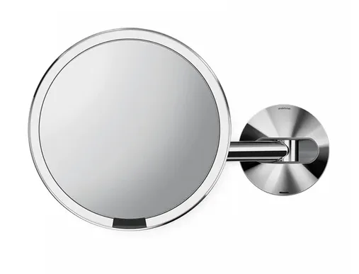 Simplehuman Síťové kosmetické zrcátko na zeď Sensor s LED osvětlením, 5x zvětšení Lesklá nerez ocel