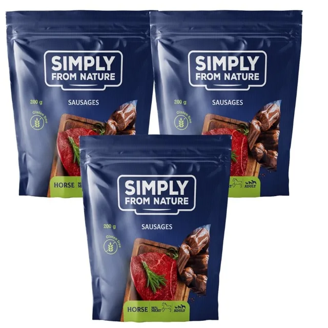 SIMPLY FROM NATURE Klobásky pro psy s koňským masem 3 x 200 g