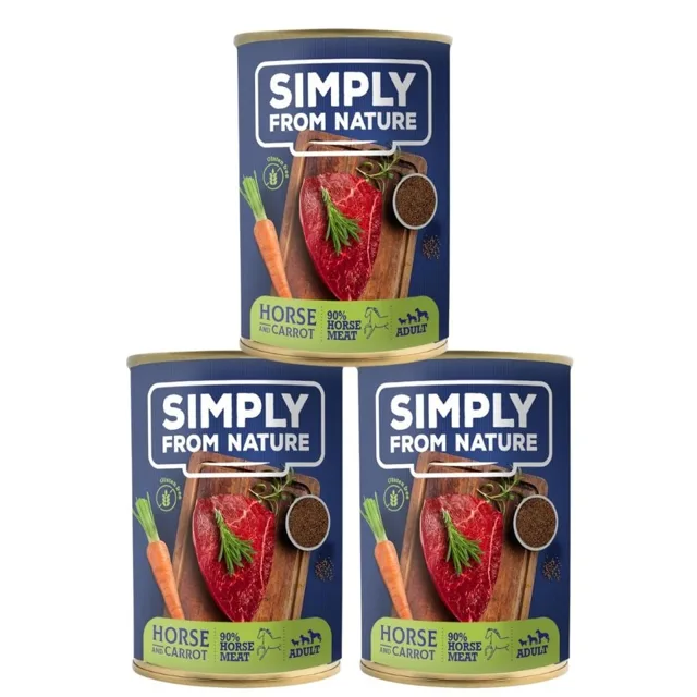 SIMPLY FROM NATURE Koňské maso, lněné semínko a mrkev 3 x 400 g konzervy pro psy