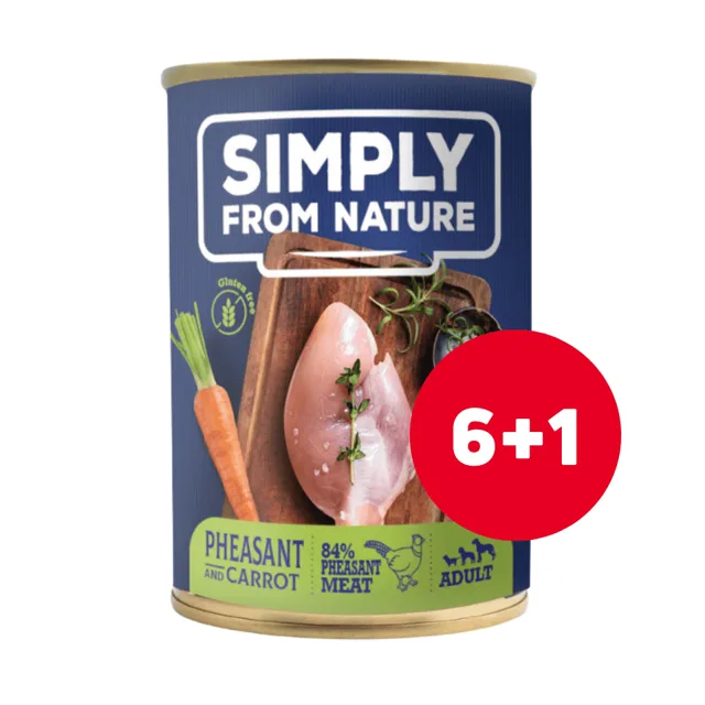 SIMPLY FROM NATURE konzerva pro psy Bažant s mrkví 6 x 400 g + 1 ZDARMA