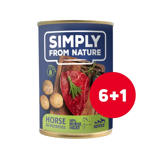 SIMPLY FROM NATURE konzerva pro psy Koňské maso s bramborem 6 x 400 g + 1 ZDARMA