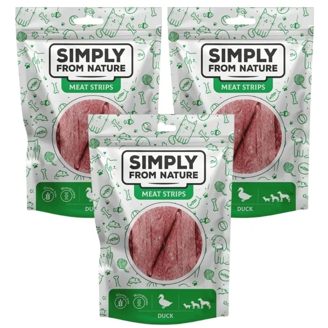 SIMPLY FROM NATURE Meat Strips Kachní stripsy pro psy 3x80 g