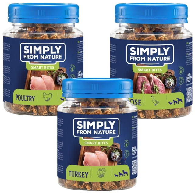 SIMPLY FROM NATURE Smart Bites Monoproteinové pamlsky s drůbežím masem 3x 130g