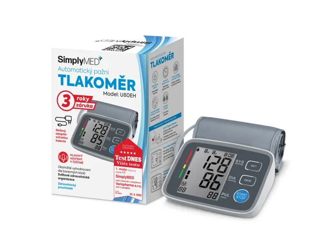 SimplyMed Automatický pažní digitální tlakoměr s adapterem U80EH
