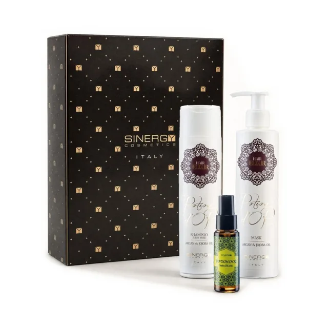 Sinergy Cosmetics Sinergy Xmas Potion D'Or - Arganový set šampon + maska + elixír v krabici