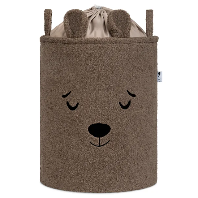 SIPO Koš na hračky Premium Bouclé se šňůrkou / 43 l, Bear (Brown)