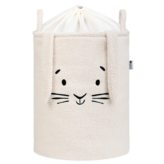 SIPO Koš na hračky Premium Bouclé se šňůrkou / 43 l, Rabbit (Cream)