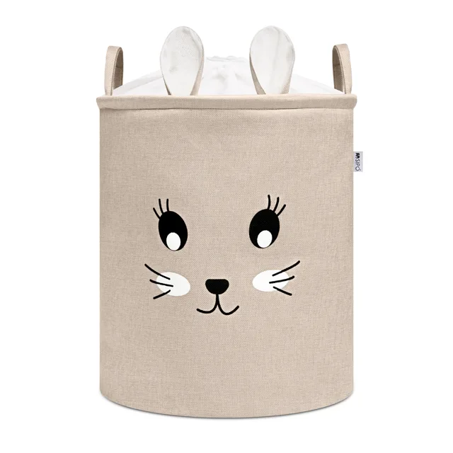 SIPO Koš na hračky XL se šňůrkou, skládací bavlněný / 63 l, Rabbit