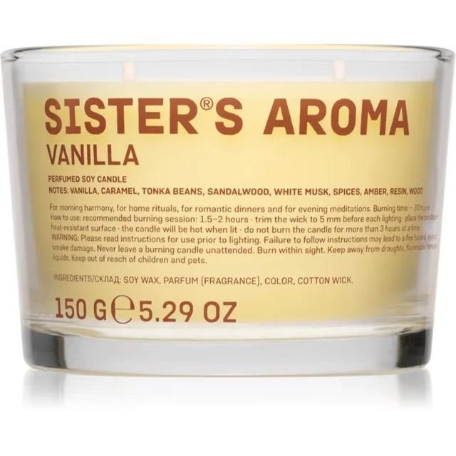 Sister's Aroma Candle Vanilla vonná svíčka 150 g