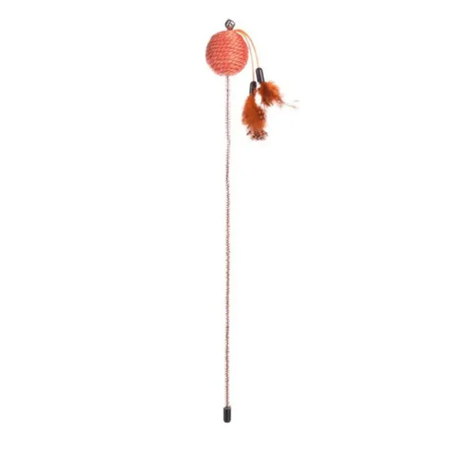 Škádlítko s míčkem a peřím pro kočky Flamingo Glitty - oranžová | P53104