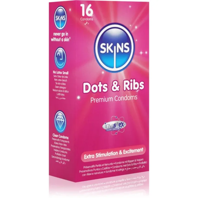 Skins Dots & Ribs kondomy Vanilla 16 ks