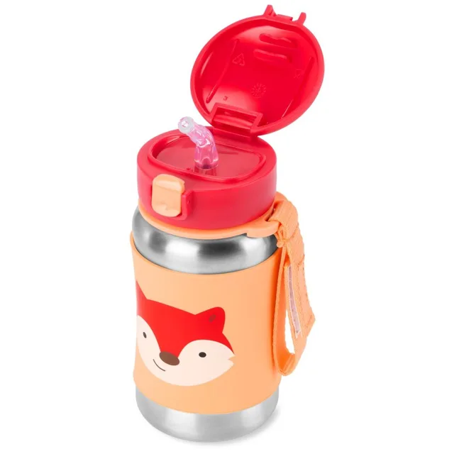 SKIP HOP Spark Style Láhev s brčkem na vodu nerez Liška 12m+