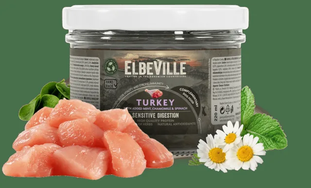 Sklenice Elbeville Sensitive Digestion krůtí s mátou, heřmánkem a špenátem 220ml