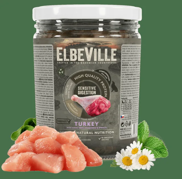 Sklenice Elbeville Sensitive Digestion krůtí s mátou, heřmánkem a špenátem 440ml