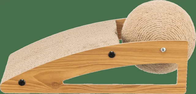 Škrabací rampa s míčem 40 × 17 × 20 cm dřevo/karton/sisal