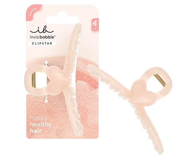 Skřipec do vlasů Invisibobble Clipstar Heartbeat - perleťově růžový + dárek zdarma