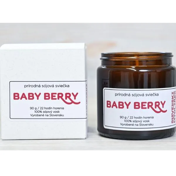 Slovenská mýdlárna Baby Berry - Sójová svíčka s bavlněným knotem, 90 g