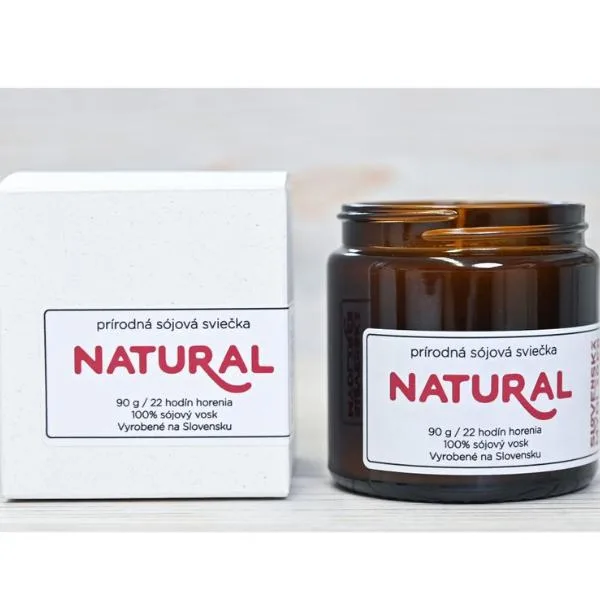 Slovenská mýdlárna Natural - Sójová svíčka s bavlněným knotem, 90 g