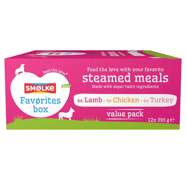 Smølke Steamed Meals 12 x 395 g - Oblíbená směs (3 druhy)