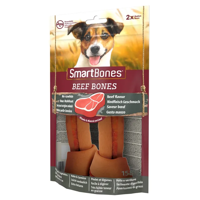 SmartBones kosti / SmartSticks, 3 balení - 2 + 1 zdarma - SmartBones hovězí pro střední psy 3 x 2 kusy
