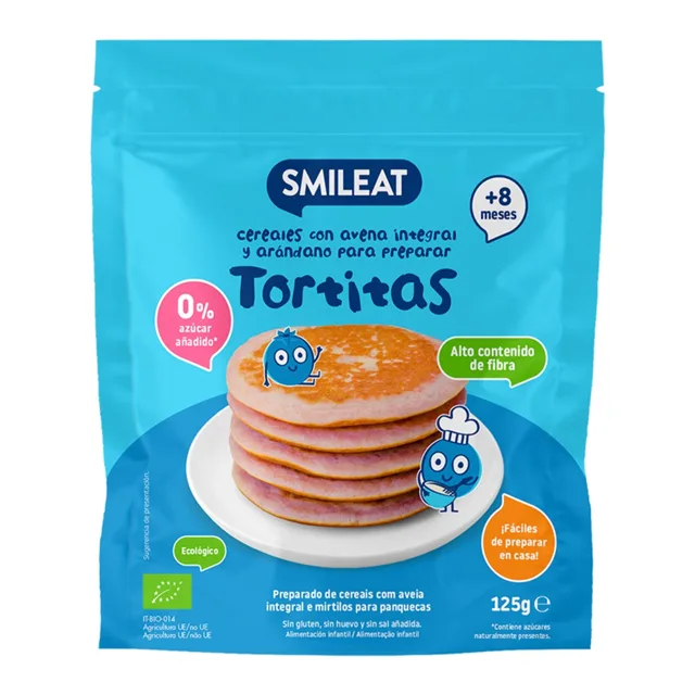 Smileat BIO bezlepková celozrnná směs na lívance 8m+ s borůvkami a vitaminem B1 125 g