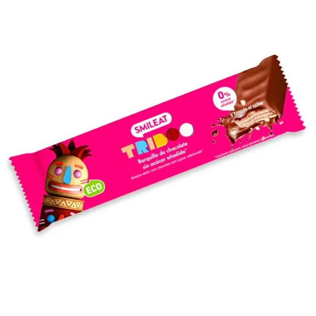 Smileat BIO celozrnná oplatka s kakaovou náplní v čokoládové polevě s agáve inulinem, 40 g
