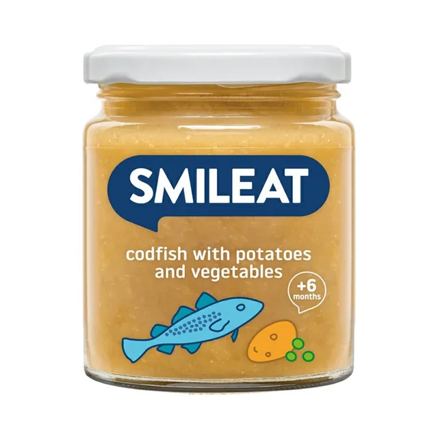 Smileat BIO příkrm divoká treska s brambory a zeleninou s extra panenským olivovým olejem 6M+, 230 g