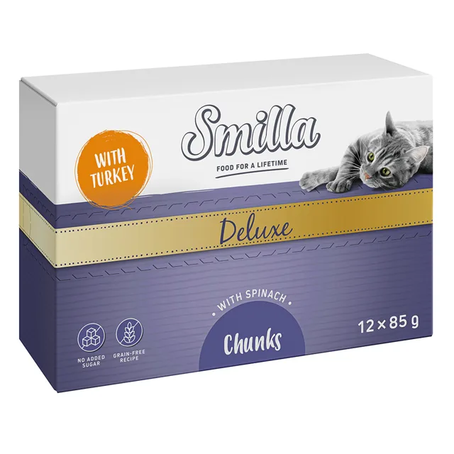 Smilla Deluxe kousky v omáčce 48 x 85 g - s krůtou a špenátem