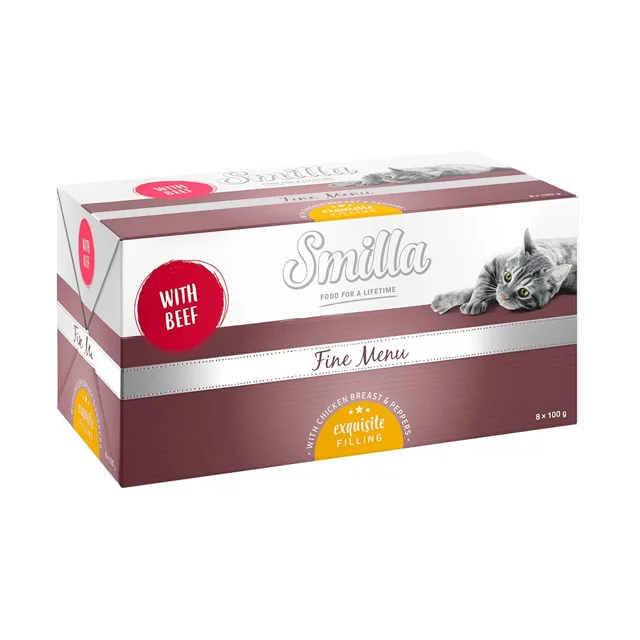 Smilla Fine Menu s gurmánskou náplní 8 x 100 g - kuřecí a losos se špenátem