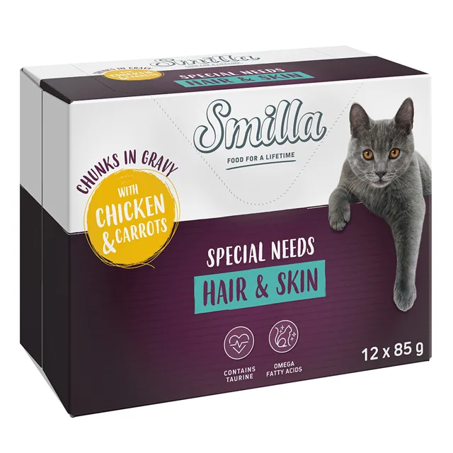 Smilla Hair & Skin kousky se zeleninou 12 x 85 g - s kuřecím a mrkví