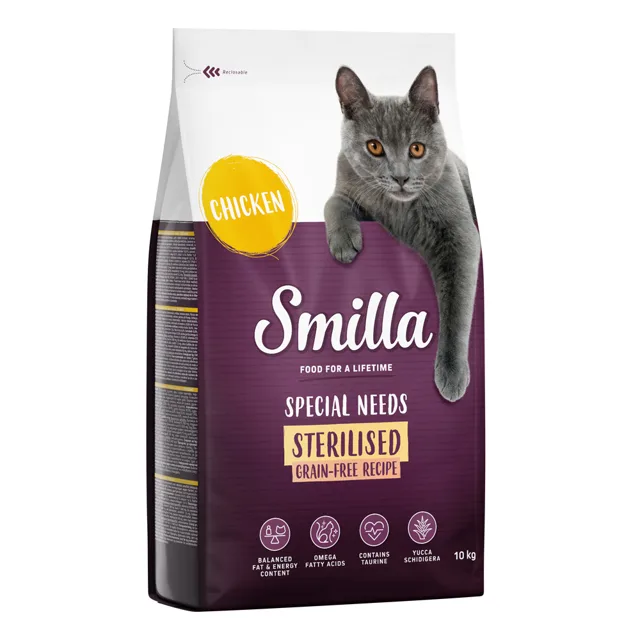 Smilla Sterilised receptura bez obilovin s kuřecím - výhodné balení: 2 x 10 kg