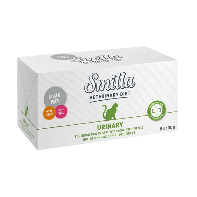 Smilla Veterinary Diet míchané balení 8 x 100 g - Urinary: krůtí + telecí