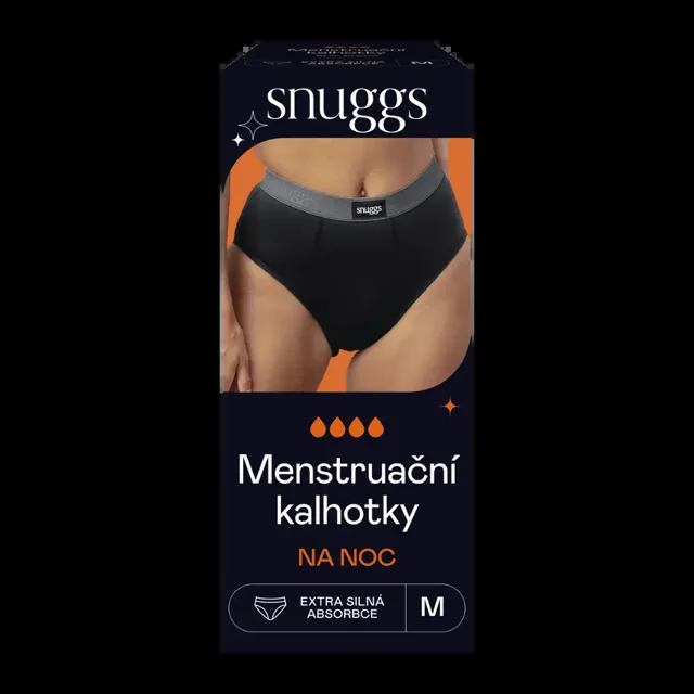 Snuggs Menstruační kalhotky na noc Iconic Černá
