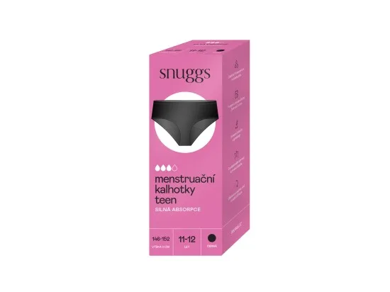 Snuggs Teen menstruační kalhotky na silnou menstruaci černé 11-12 let