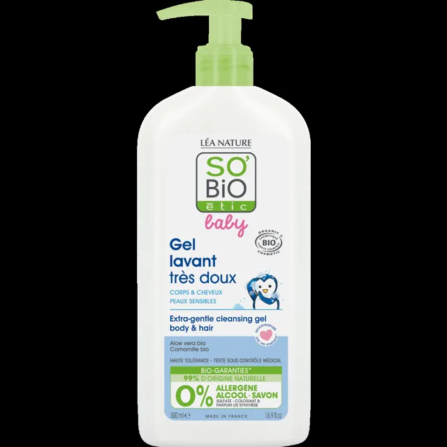 SO’BiO étic BABY Mycí gel na tělo i vlasy BIO 500 ml