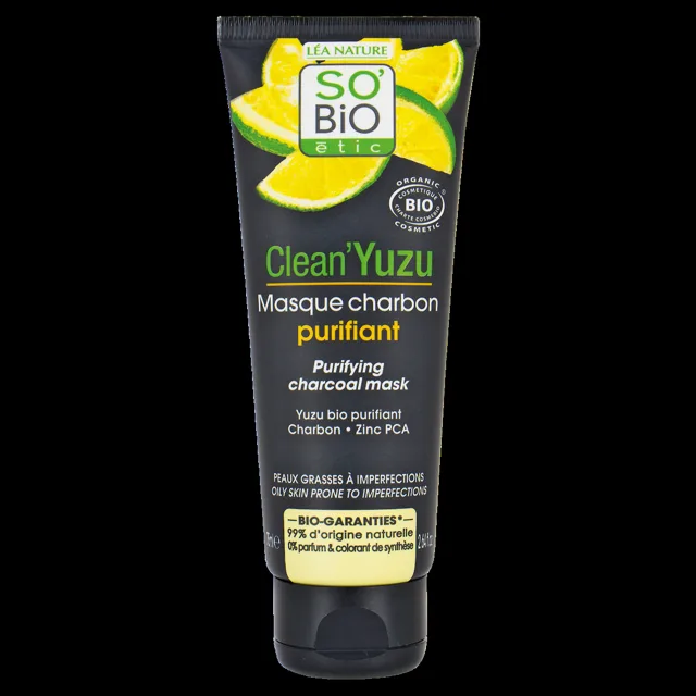 SO’BiO étic Clean Yuzu Maska pleťová čisticí s aktivním uhlím 75 ml