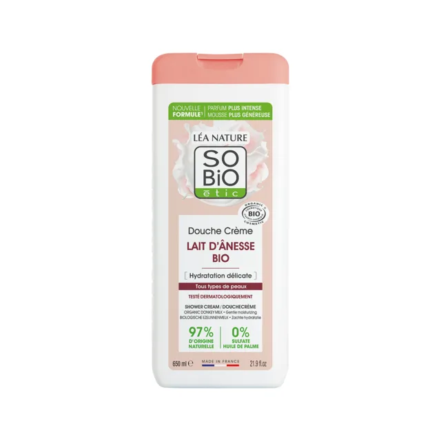 SO’BiO étic Sprchový krém jemně hydratační s oslím mlékem BIO 650 ml