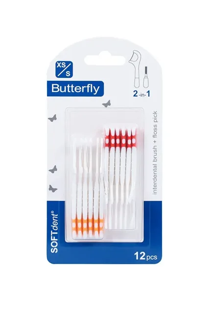 SOFTdent Butterfly mezizub.kart.+párátko XS-S 12 ks
