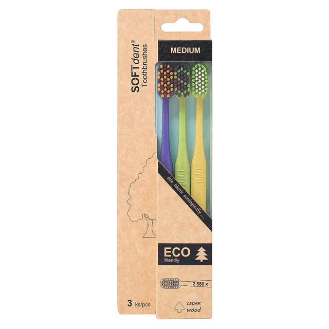 SOFTDENT ECO Zubní kartáček medium 3 kusy