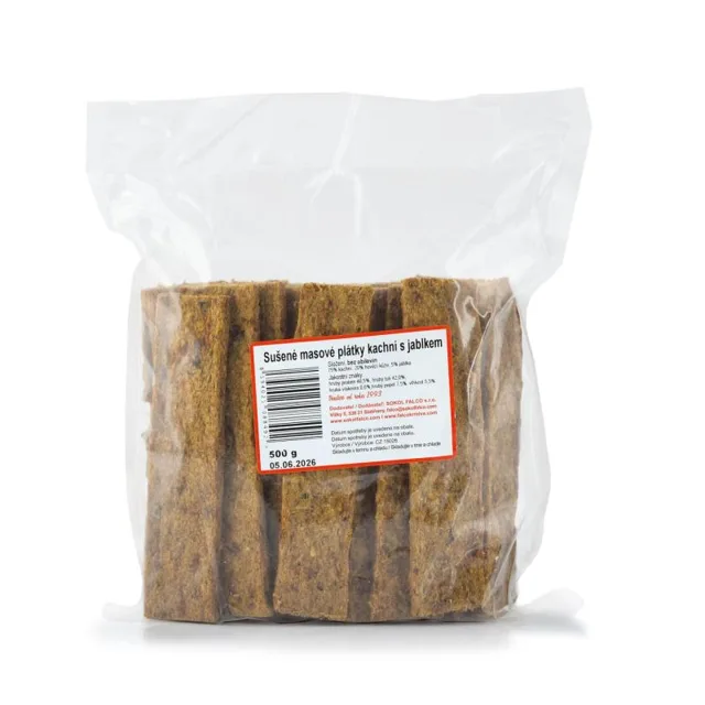 Sokol Falco Sušené masové plátky kachní s jablkem 500g