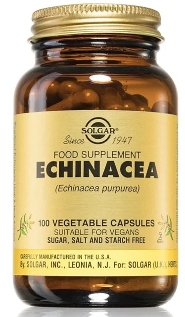 Solgar Echinacea, sušený prášek a extrakt, 100 rostlinných kapslí
