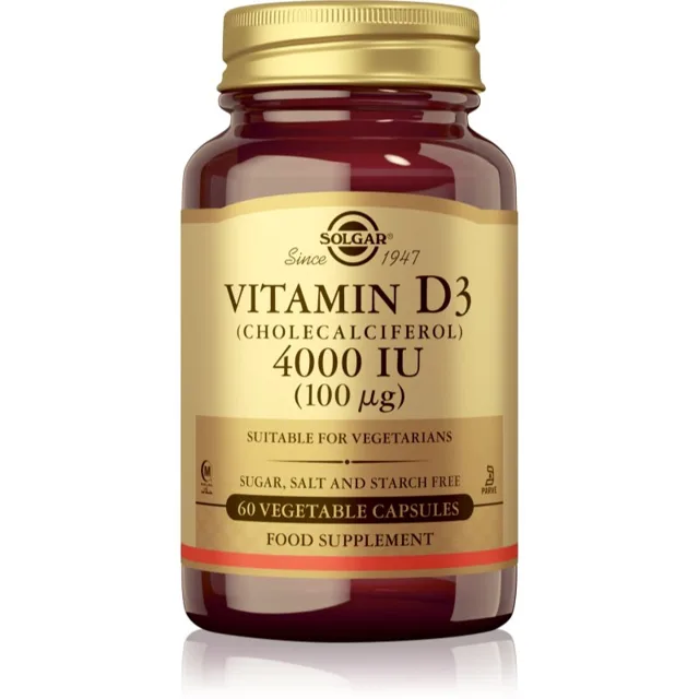 Solgar Vitamin D3 4000 IU kapsle pro normální funkci imunitního systému, stavu kostí a činnosti svalů 60 cps