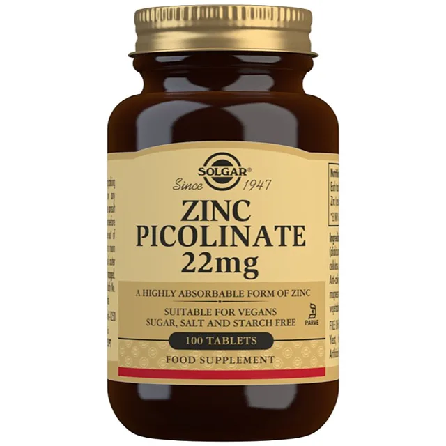 Solgar Zinc Picolinate 22 mg tablety pro krásné vlasy, pleť a nehty 100 tbl