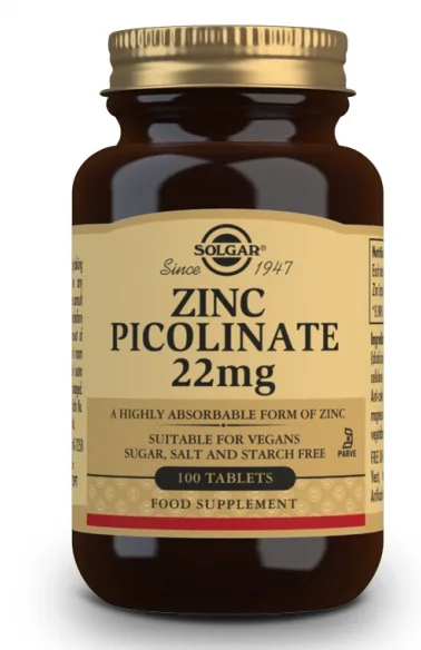 Solgar Zinc Picolinate, zinek pikolinát, 22 mg, 100 tablet
