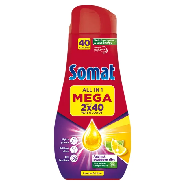 Somat All in 1 Power Lemon & Lime gel do myčky 2x720 ml 80 dávek
